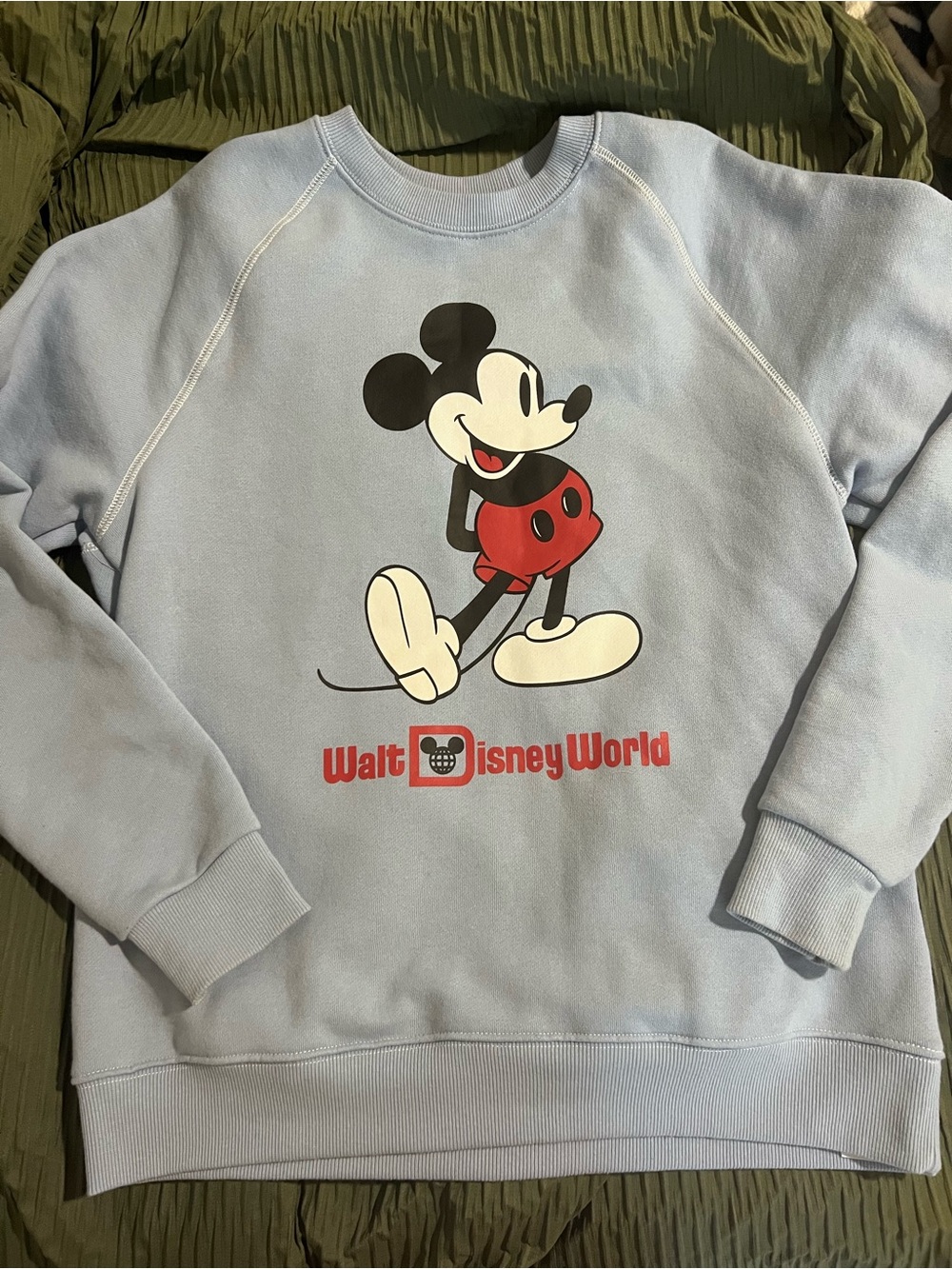 Disney women’s Light Blue Mickey Mouse Crewneck Sweatshirt